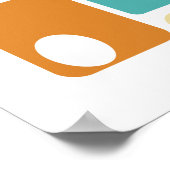 Türkisblaue Orangencreme Plätze Mitte des Jahrhund Poster (Ecke)