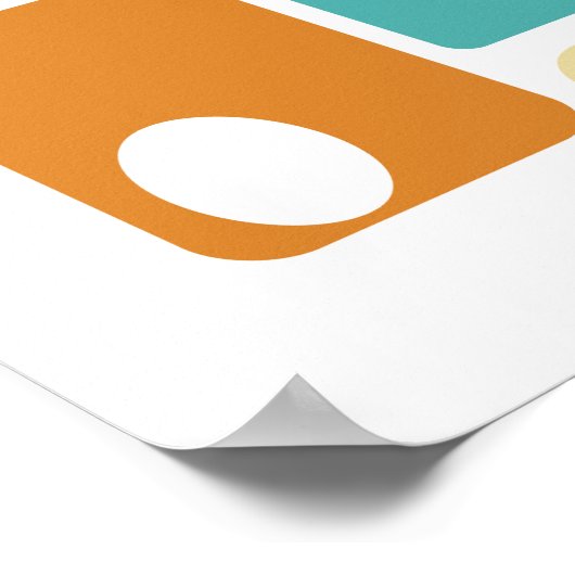 Türkisblaue Orangencreme Plätze Mitte des Jahrhund Poster (Ecke)