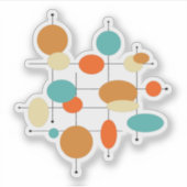 Türkisblaue Orangenkreise Mitte Jahrhundert Modern Aufkleber (Vorderseite)