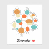 Türkisblaue Orangenkreise Mitte Jahrhundert Modern Aufkleber (Blatt)