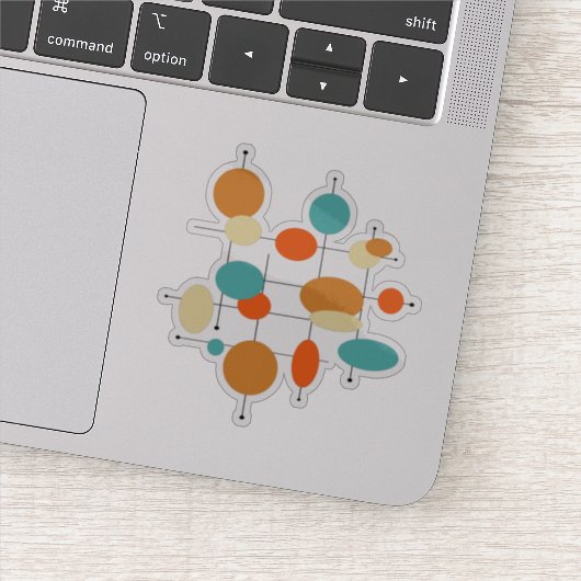 Türkisblaue Orangenkreise Mitte Jahrhundert Modern Aufkleber (Detail)