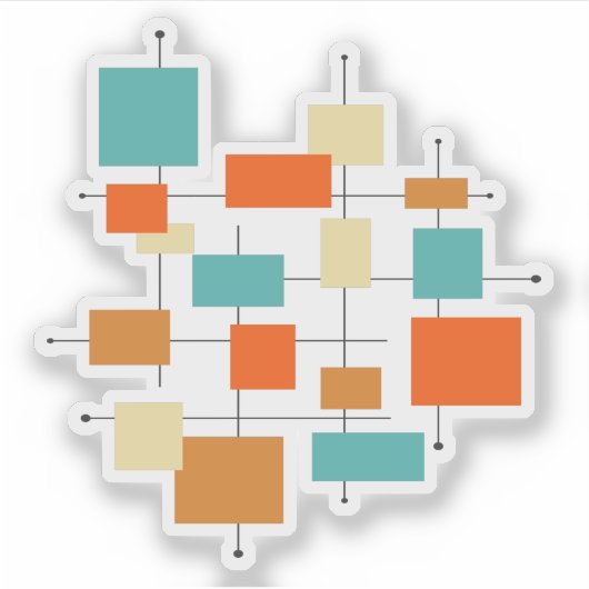 Türkisblaue Orangenplätze Mitte des Jahrhunderts M Aufkleber (Vorderseite)