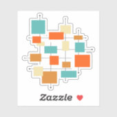 Türkisblaue Orangenplätze Mitte des Jahrhunderts M Aufkleber (Blatt)