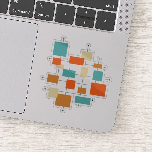 Türkisblaue Orangenplätze Mitte des Jahrhunderts M Aufkleber (Detail)