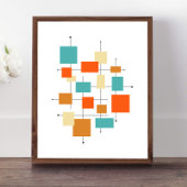 Türkisblaue Orangenplätze Mitte des Jahrhunderts M Poster