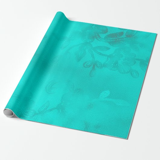 Türkisblaue Ozeanflora Geschenkpapier (Ungerollt)