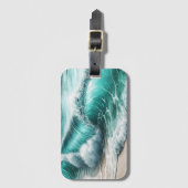 Türkisblaue Ozeanwelle am Sandstrand Gepäckanhänger (Vorderseite Vertikal)