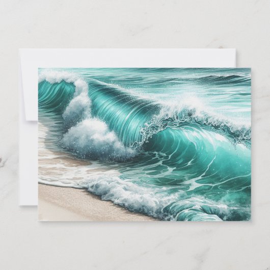 Türkisblaue Ozeanwellen Hochzeiten speichern das D Save The Date (Rückseite)