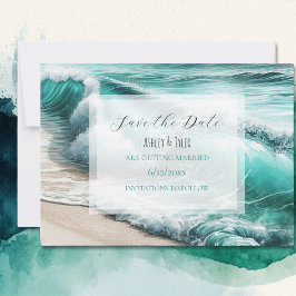 Türkisblaue Ozeanwellen Hochzeiten speichern das D Save The Date