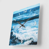 Türkisblaue Ozeanwellen in Hawaii nahes Foto Quadratische Wanduhr (Winkel)