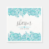 Türkisblaue Paisley-Spitze Serviette (Vorderseite)