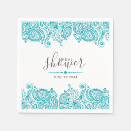 Türkisblaue Paisley-Spitze Serviette