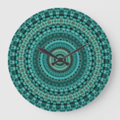 Türkisblaue Perlen Große Wanduhr (Vorderseite)