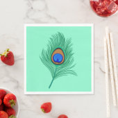 Türkisblaue Pfauenfeder am Lago Maggiore Serviette (Beispiel)