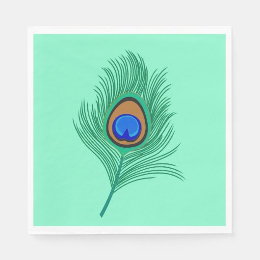 Türkisblaue Pfauenfeder am Lago Maggiore Serviette (Vorderseite)