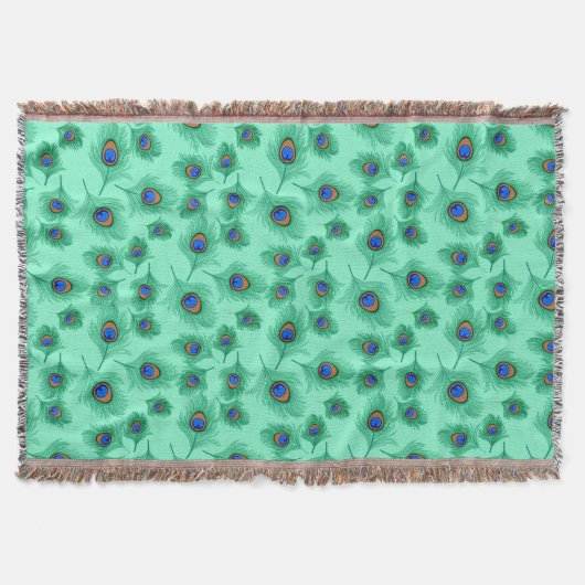 Türkisblaue Pfauenfedern auf dem Wasser Decke (Vorderseite)