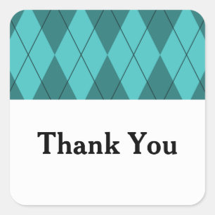 Türkisblaue Raute Hochzeit Danke Stickers