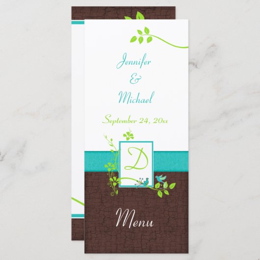 Türkisblaue Rosa Blumenvogel Karte (Vorne/Hinten)