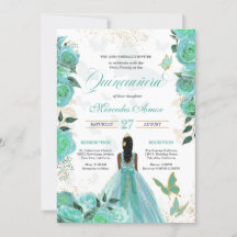 Türkisblaue Rose Butterfly Quinceanera