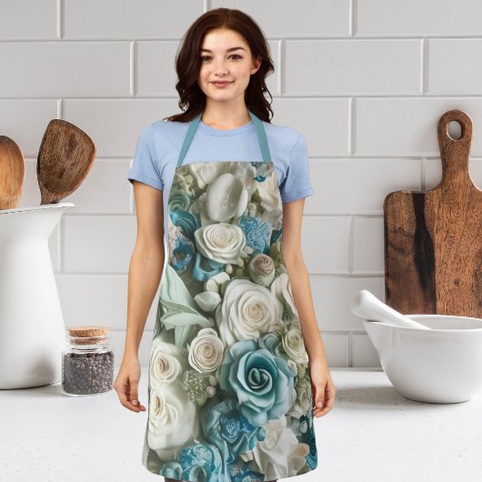 Türkisblaue Rose Elegante Schürze