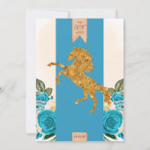 Türkisblaue Rose Extravagant Charro Quinceanera Einladung (Rückseite)