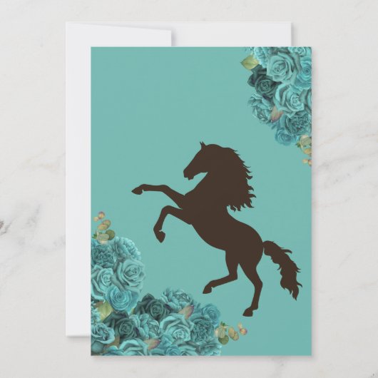 Türkisblaue Rose Rustikaler Western Quinceanera Einladung (Rückseite)