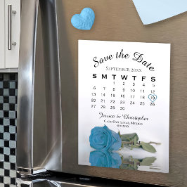 Türkisblaue Rose Save the Date Kalender Magnet