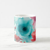 Türkisblaue Rote Wasserfarbe Frühlingsblumen Kaffeetasse (Mittel)