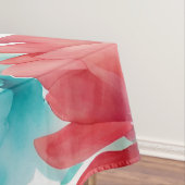 Türkisblaue Rote Wasserfarbe Frühlingsblumen Tischdecke (Beispiel)