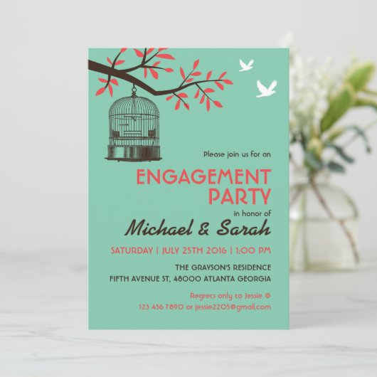 Türkisblaue Rustikale Einladung (Stehend Vorderseite)