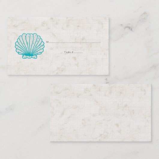 Türkisblaue Rustikale Seashell Hochzeiten Platzkar Platzkarte (Vorne/Hinten)