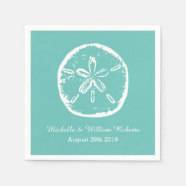 Türkisblaue Sandstrand Hochzeitsnapkins Serviette