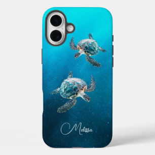 Türkisblaue Schildkröte   Küste iPhone 16 Plus Hülle