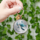 Türkisblaue Schildkröte | Küste Schlüsselanhänger (Hand)