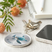 Türkisblaue Schildkröte | Küste Schlüsselanhänger (Seite)