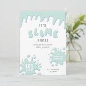 Türkisblaue Schleife Party Einladung (Stehend Vorderseite)