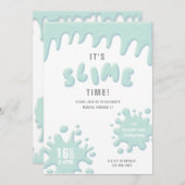 Türkisblaue Schleife Party Einladung (Vorne/Hinten)