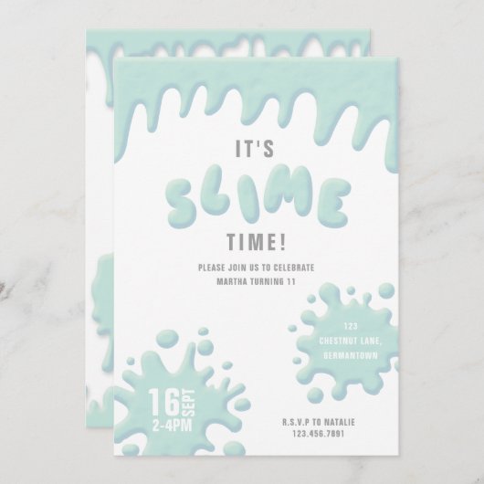 Türkisblaue Schleife Party Einladung (Vorne/Hinten)