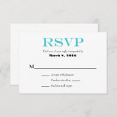 Türkisblaue Schlichte RSVP-Karten RSVP Karte (Vorne/Hinten)