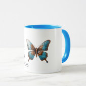Türkisblaue Schmetterlinge Tasse (VorderseiteRechts)