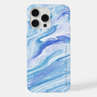 Türkisblaue Seascape-Marmor individuell anpassbar iPhone 15 Pro Max Hülle