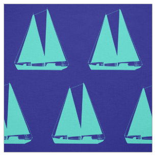 Türkisblaue Segelboote im Dekor der blauen Küste Stoff