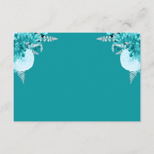 Türkisblaue Silber Blumenzwiebeldetails Begleitkarte (Rückseite)