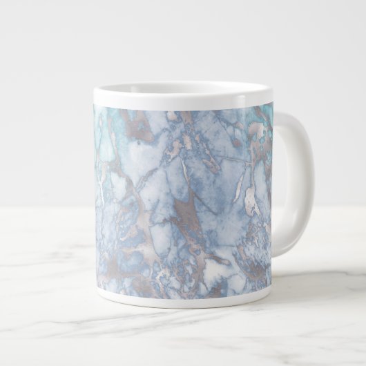 Türkisblaue Silbermarmor Jumbo-Tasse (Vorderseite Rechts)