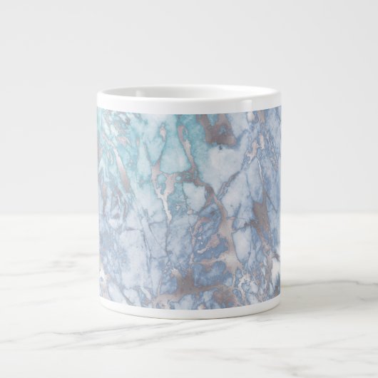 Türkisblaue Silbermarmor Jumbo-Tasse (Vorderseite)