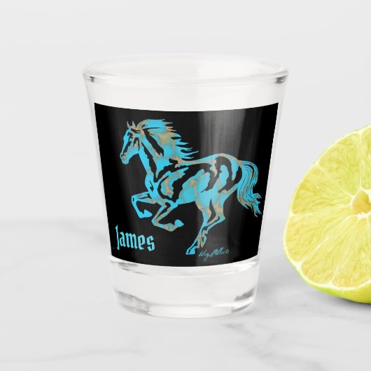 Türkisblaue Silhouette Shotglas Schnapsglas (Vorderseite)