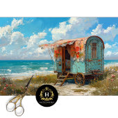 Türkisblaue Sinti und Roma Caravan Decoupage Seidenpapier