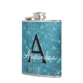 Türkisblaue Sparkle Monogram & Initial Flachmann (Links)