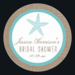 Türkisblaue Starfish Beach Brautparty Stickers<br><div class="desc">Diese türkisfarbenen Sternfische auf dem Brautparty am Strand sind das perfekte Accessoire für jeden Braut! Das Design zeichnet sich durch einen hübschen rustikalen Einbrucheffekt mit einem niedlich türkisfarbenen Seestern aus. Diese Aufkleber können für Ihren besondere Anlass personalisiert sein und würden das perfekte Zubehör für jede Strandhochzeit, Brautparty, Verlobungsfeier, Geburtstagsparty und...</div>