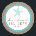 Türkisblaue Starfish Beach Brautparty Stickers<br><div class="desc">Diese türkisfarbenen Sternfische auf dem Brautparty am Strand sind das perfekte Accessoire für jeden Braut! Das Design zeichnet sich durch einen hübschen rustikalen Einbrucheffekt mit einem niedlich türkisfarbenen Seestern aus. Diese Aufkleber können für Ihren besondere Anlass personalisiert sein und würden das perfekte Zubehör für jede Strandhochzeit, Brautparty, Verlobungsfeier, Geburtstagsparty und...</div>